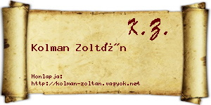 Kolman Zoltán névjegykártya