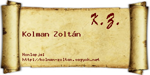Kolman Zoltán névjegykártya